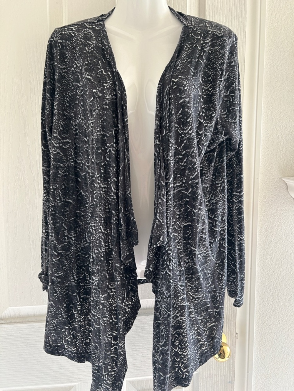 Calvin Klein Jeans Black and White Open Front Draped Cardigan